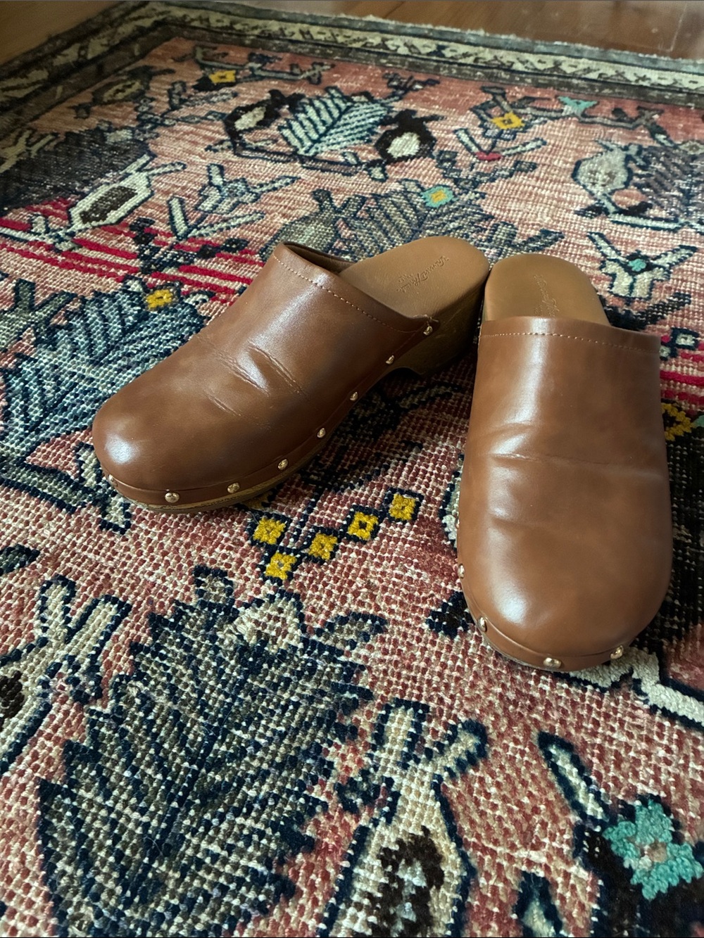 Woman’s honey  Brown Leather Clog Mules